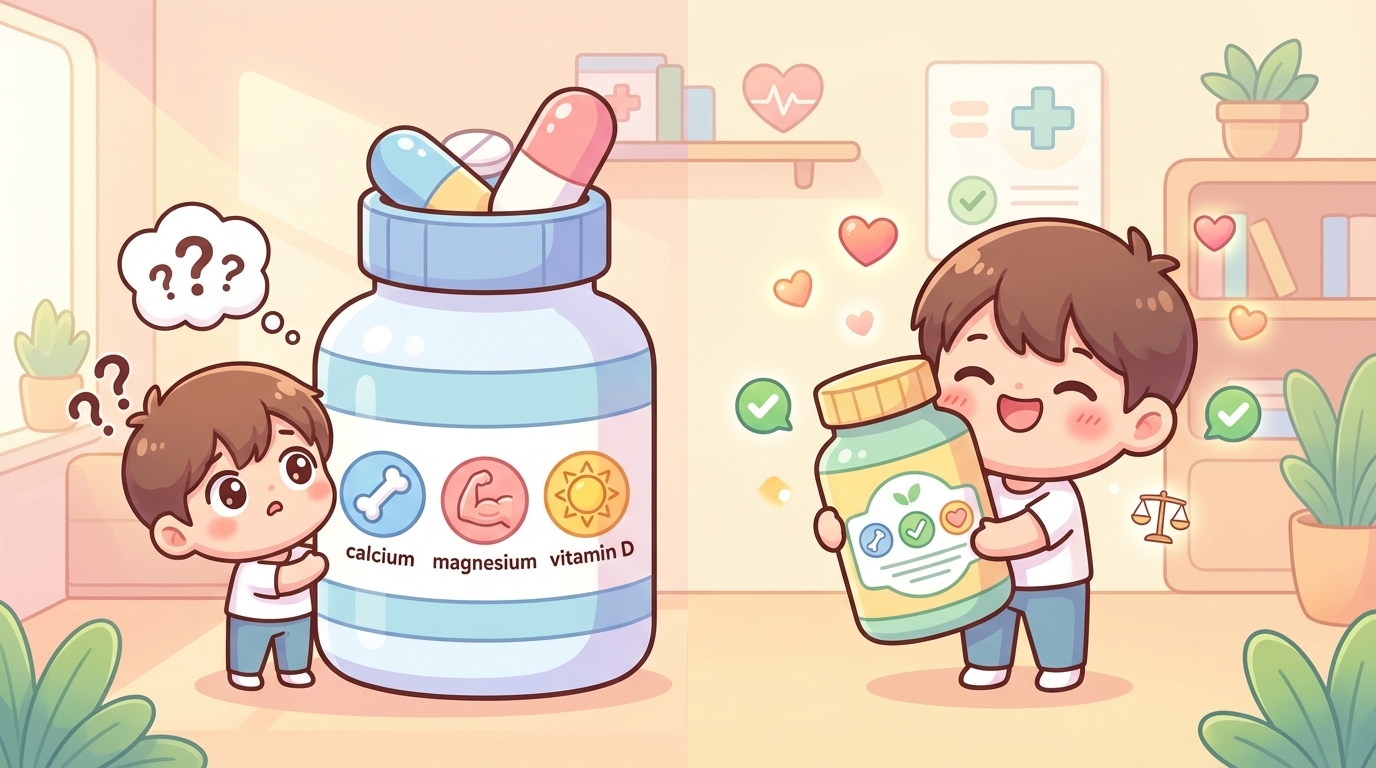 칼마디 건강기능식품, 성분이 중복되면 과량 섭취로 부작용이 생길 수 있어요