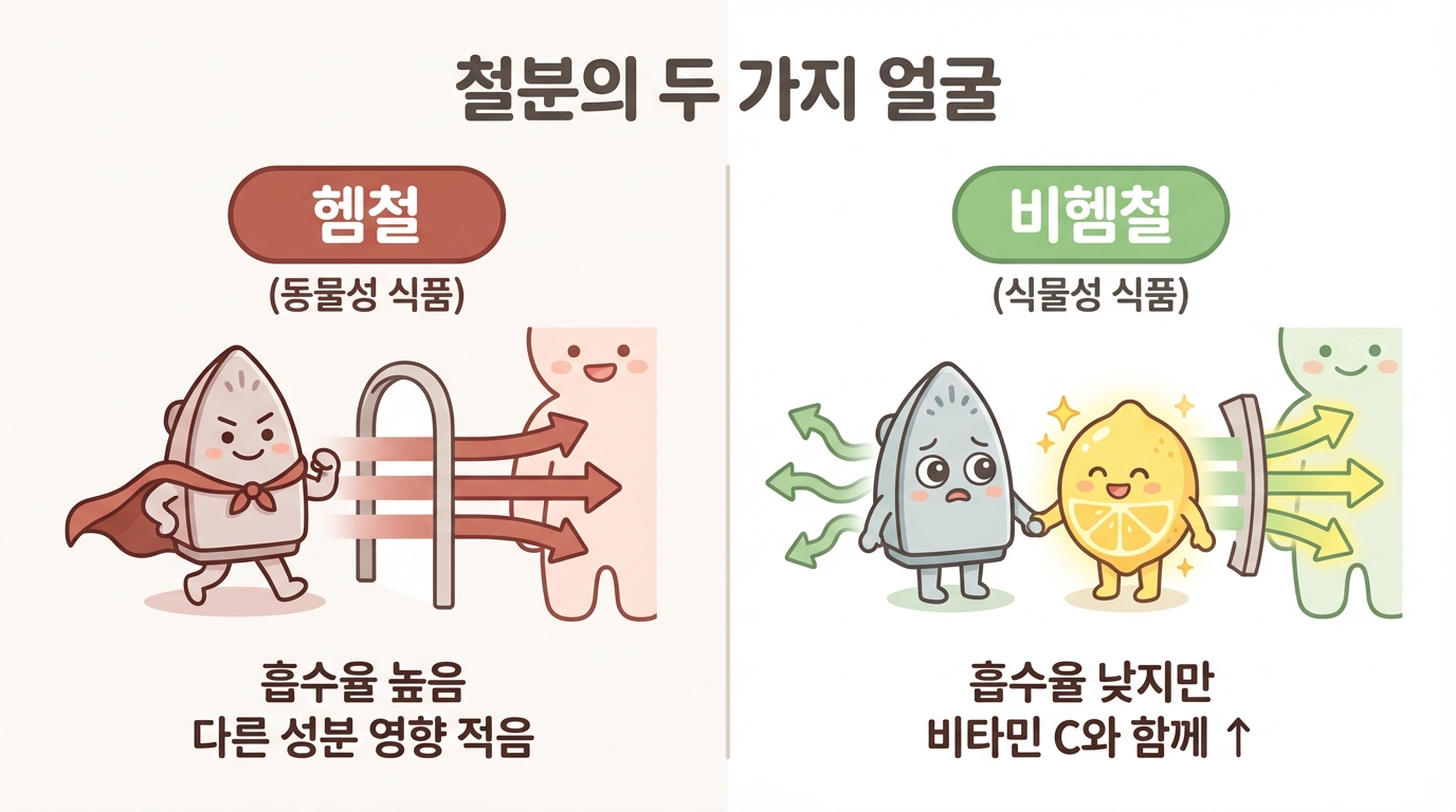 철분의 두 가지 얼굴,헴철과 비헴철