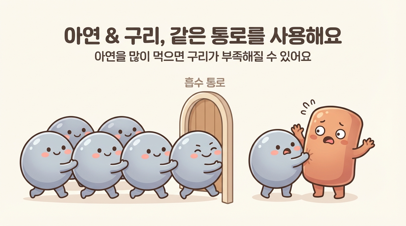 아연을 고함량으로 오래 드시면, 구리가 부족해질 수 있어요