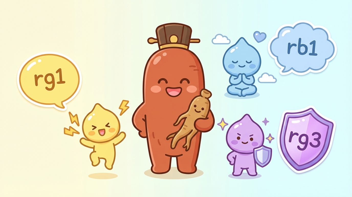 진세노사이드 그중에서도 Rg1, Rb1, Rg3 세 가지가 중요해요