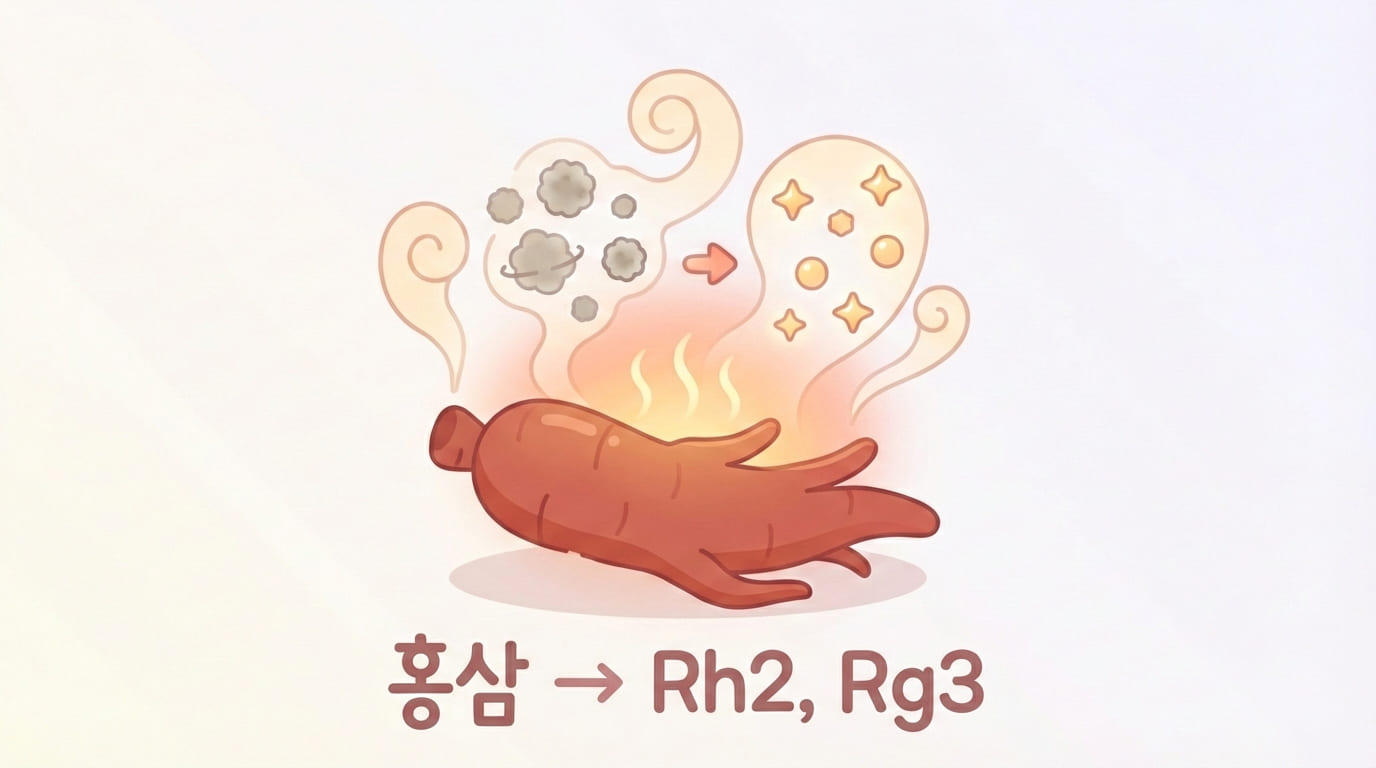특히 Rh2, Rg3 같은 성분들은 인삼에서는 거의 발견되지 않고, '홍삼'을 만드는 과정에서 새롭게 생겨납니다