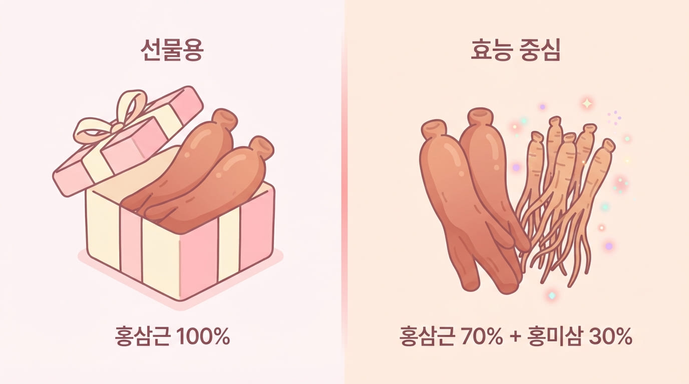 선물용이라면, 홍삼근 100% 제품도 좋아요